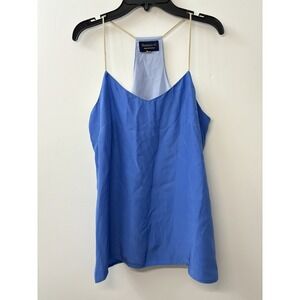 Buckley K Women's Sz 2 Silk Racerback Tank Top Blue Braided Gold Strap Boho Chic